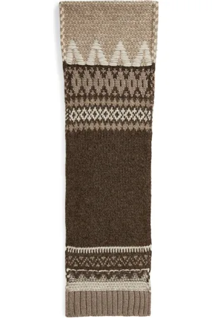 Ralph Lauren Patterned-intarsia ribbed-edge scarf
