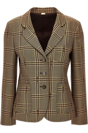 Gucci Horsebit checked wool blazer