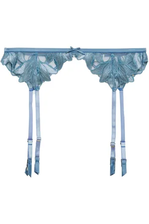 FLEUR DU MAL Velvet Lily embroidered garter belt