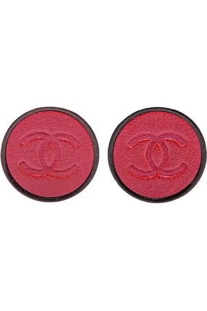 CHANEL 2000 Gold Plated And Leather CC Clip On costume earrings