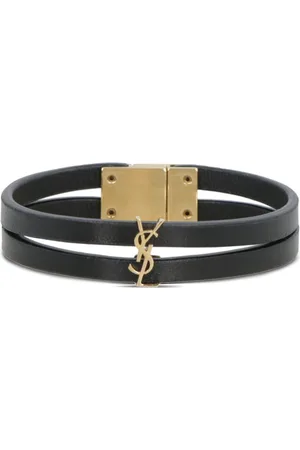 Saint Laurent Cassandre double-strand leather bracelet