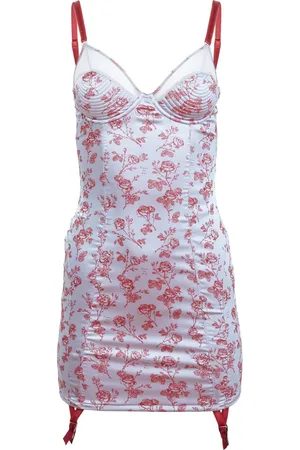 FLEUR DU MAL Bebe rose-jacquard slip dress