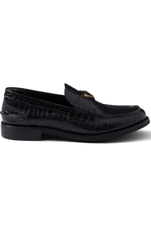 Prada Crocodile-embossed leather loafers