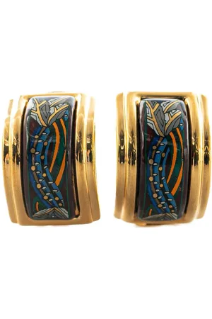 Hermès 20th Century Enamel Cloisonne Clip On costume earrings