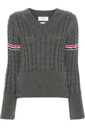 Thom Browne RWB-stripe cable-knit jumper