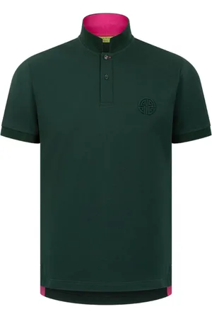 SHANGHAI TANG Shou-embossed contrast-collar polo shirt