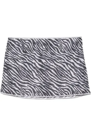 Oseree Zebra-print lurex mini skirt