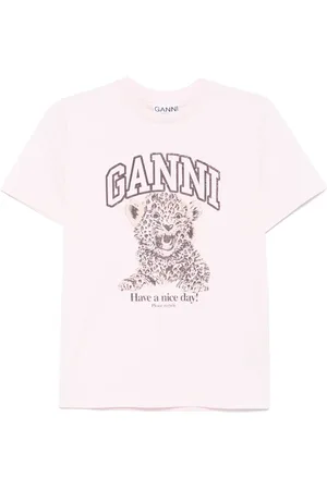 Ganni Leopard-print jersey T-shirt