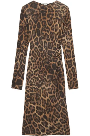 Stella McCartney Leopard long-sleeve midi dress
