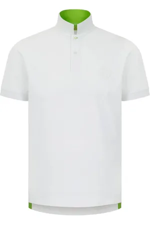SHANGHAI TANG Embossed-Shou contrast-collar polo shirt