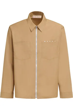 Marni Logo-print cotton shirt jacket