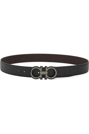 Salvatore Ferragamo Black leather reversible belt
