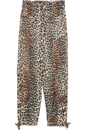 Ganni Leopard-print satin trousers
