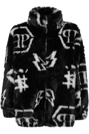 Philipp Plein Monogram-print faux fur coat