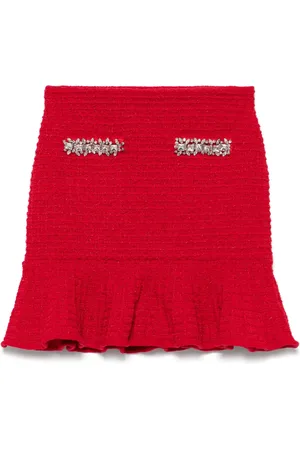 Self-Portrait Grid-knit mini skirt