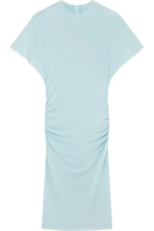 Stella McCartney Padded-shoulder short-sleeve midi dress