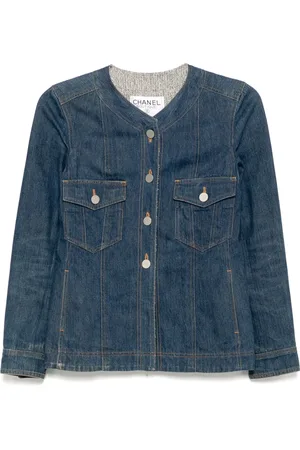 CHANEL 1999 collarless denim jacket