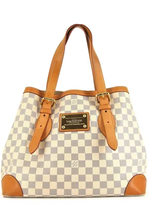 LOUIS VUITTON Louis Vuitton Hampstead shopping bag in azur damier canvas and natural leather