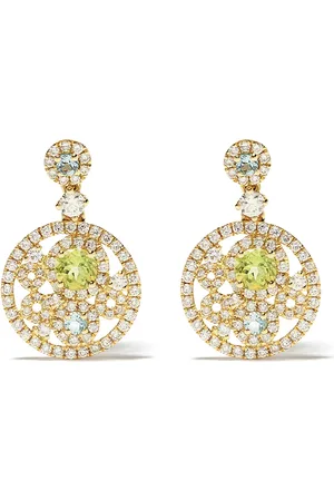 Kiki Mcdonough 18kt Bubbles peridot, blue topaz and diamond drop earrings