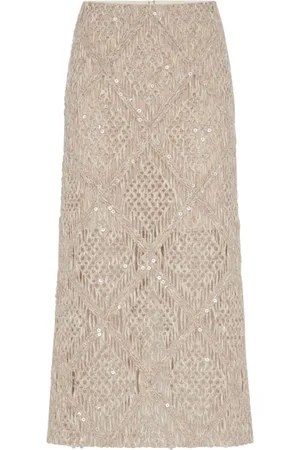 Brunello Cucinelli Argyle-embroidered knitted skirt