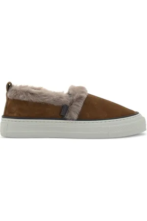 Brunello Cucinelli Shiny-tab suede sneakers