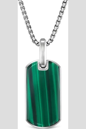 David Yurman Sterling Chevron malachite tag (27mm)