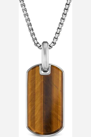 David Yurman Sterling Chevron tiger eye tag (27mm)
