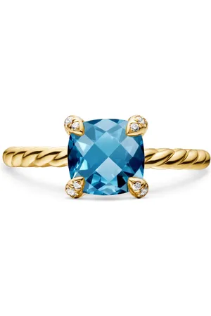 David Yurman 18kt yellow Chatelaine topaz and diamond ring (7mm)