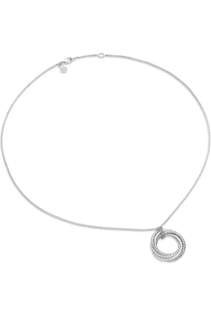 David Yurman Sterling Crossover diamond pendant necklace (21mm)