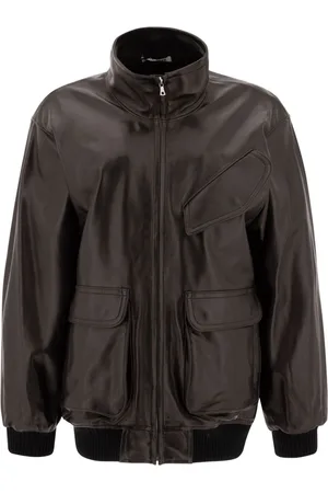 Auralee Leather zip-up jacket