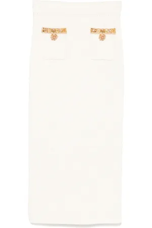 Self-Portrait Lurex knitted midi skirt