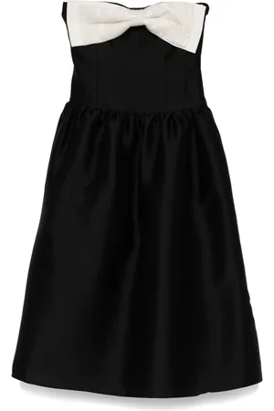 Self-Portrait Taffeta contrast-bow midi dress