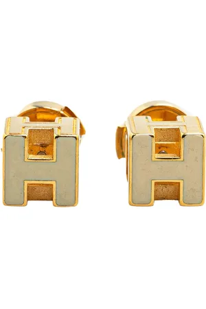 Hermès 20th Century Gold Plated Cage dH costume earrings