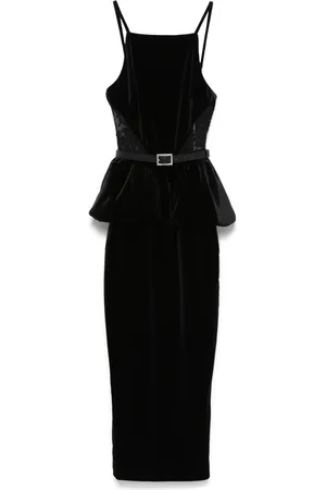Self-Portrait Velvet peplum midi dress