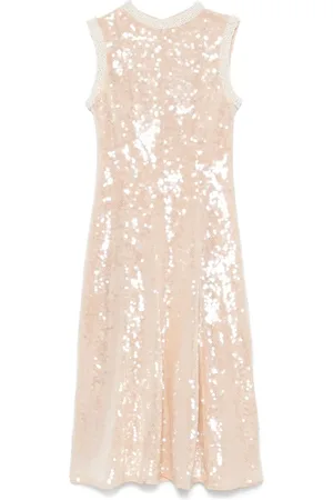 Self-Portrait Sequin pearl-trim midi dress