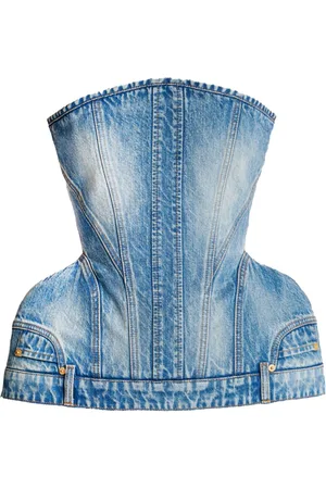 Balmain Bustier-style denim top