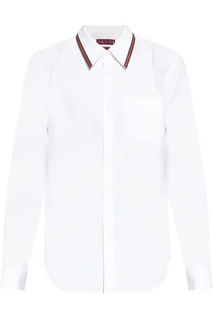 Gucci Web-stripe trim cotton shirt