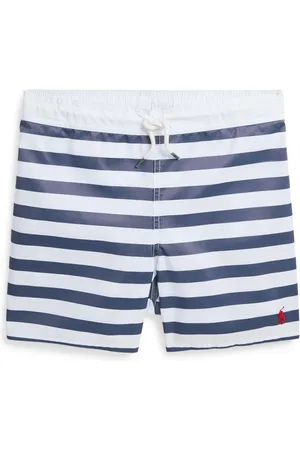 Ralph Lauren Stripe-print logo-embroidered swim shorts
