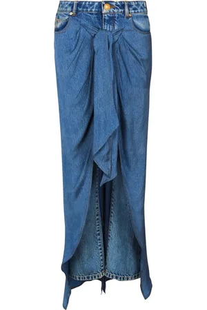Balmain Draped denim skirt