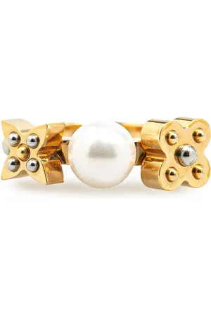 LOUIS VUITTON 2014 Plated Monogram Pearl costume ring