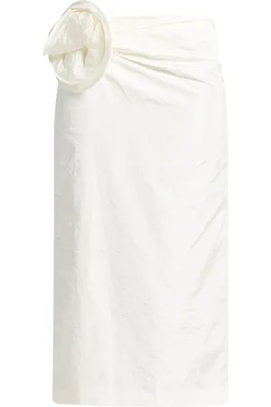 MAGDA BUTRYM Floral-appliqu?? taffeta midi skirt