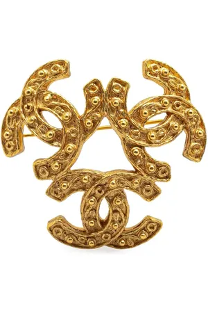 CHANEL 1994 Plated Triple CC costume brooch