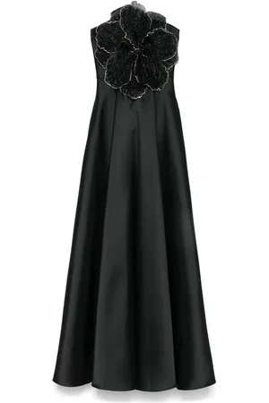 NISSA Floral-appliqué maxi dress