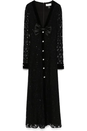 NISSA Crystal-embellished lace midi dress