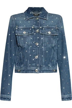 VERSACE Shimmering-appliques denim jacket