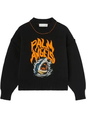 Palm Angels Embroidered shark knit sweater