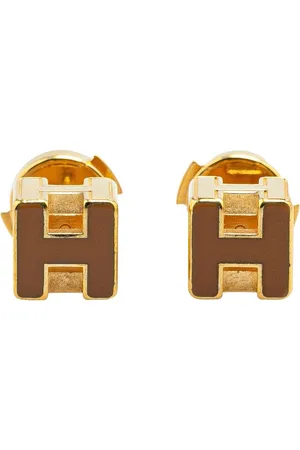 Hermès 20th Century Plated Cage dH costume earrings