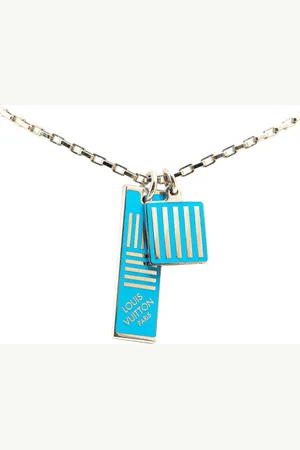 LOUIS VUITTON 2018 Palladium Plated Damier Collier Colors costume necklace