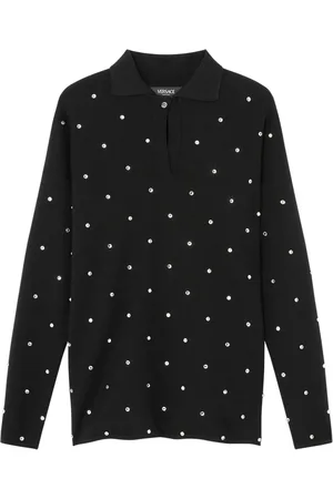 VERSACE Stud-embellished polo shirt