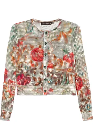 SIEDRES Graphic-print cropped shirt